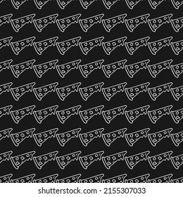 Seamless pizza pattern. Black and white pizza background. Doodle vector pizza illustration. Fast food vector pattern