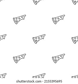Seamless pizza pattern. Black and white pizza background. Doodle vector pizza illustration. Fast food vector pattern