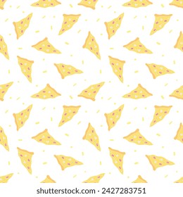 Seamless pizza pattern. Black and white pizza background. Doodle vector pizza illustration. Fast food vector pattern