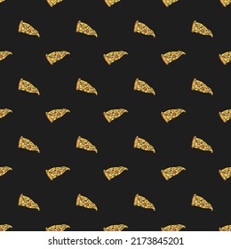 Seamless pizza pattern. Colored pizza background. Doodle vector pizza illustration