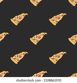 Seamless pizza pattern. colored pizza background. Doodle vector pizza illustration. Fast food vector pattern