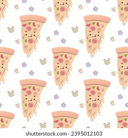 Seamless pizza pattern, fast food for movies