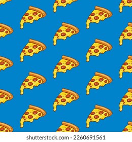 Patrón de pizza sin foco. Ilustraciones de pizzas dibujadas a mano. Ilustración vectorial.