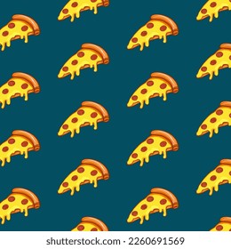 Seamless pizza pattern. Hand drawn pizza illustrations. Vector illustration.