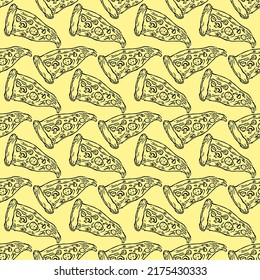 Seamless pizza pattern. Simple pizza background. Doodle vector pizza illustration