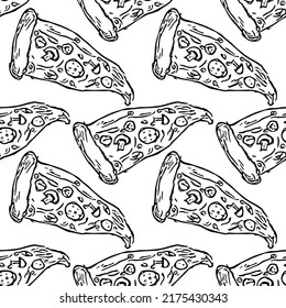 Seamless pizza pattern. Simple pizza background. Doodle vector pizza illustration