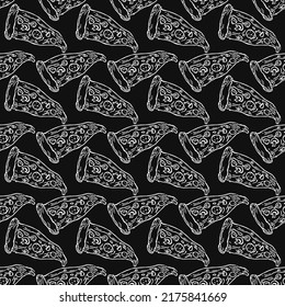 Seamless pizza pattern. Simple pizza background. Doodle vector pizza illustration