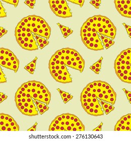 Seamless Pizza pattern in vector