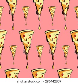 Seamless pizza  pattern. Vector background