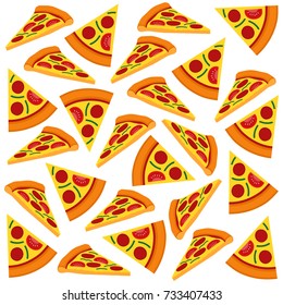 Seamless Pizza Pattern Vector Wallpaper Isolated on White Background