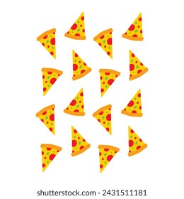 Seamless pizza slice pattern with white background vector