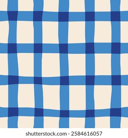 Seamless plaid background, blue checkered pattern design vector blue tablecloth.