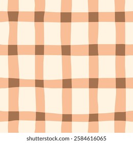 Seamless plaid background, brown checkered pattern design vector brown tablecloth.