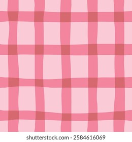 Seamless plaid background, pink checkered pattern design vector pink tablecloth.
