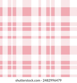 Seamless plaid background in pink and white pastel tones.