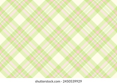 Seamless plaid background of textile texture pattern with a fabric vector check tartan in light and lime colors.