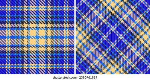 Seamless plaid background of vector check pattern with a texture tartan textile fabric set in space colors.