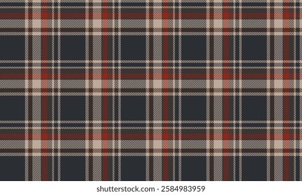 Seamless plaid, black, cream, red, brown, suitable for designing clothes such as skirts and pants. Beautifully arranged patterns, adding chicness to your outfit.