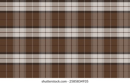 Seamless plaid, brown, black, white, suitable for designing clothes, skirts, pants, creating a classic and modern look, suitable for various occasions.