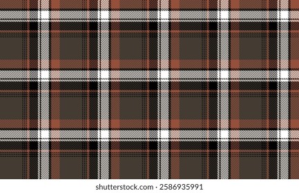 Seamless plaid, brown, white, black, orange, gives a classic and modern feel, suitable for designing clothes, skirts and pants, adding a uniqueness to your outfit.