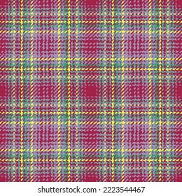 Seamless plaid check. Fabric vector texture. Pattern tartan background textile in green and blue colors.