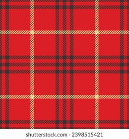 Seamless plaid check pattern Checkered fabric texture in red, black and white
