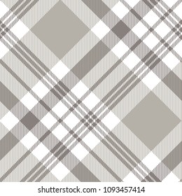  Seamless plaid check pattern in grey, taupe and white. Classic countryside fashion texture. 