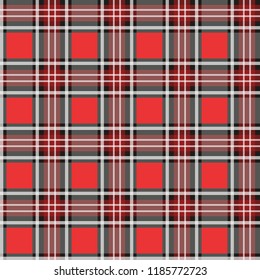 Seamless plaid check pattern in red, white and black.