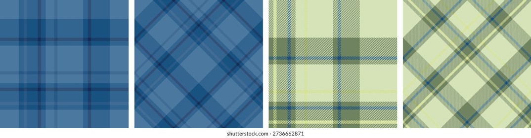 Seamless plaid and check pattern set. tartan checkered fabric fashion texture background.