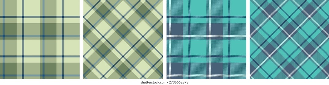 Seamless plaid and check pattern set. tartan checkered fabric fashion texture background.
