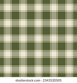 Seamless plaid and checkered patterns in green yellow and beige for textile design. Tartan plaid pattern graphic background for a fabric print. Vector design.