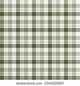 Nahtlose gepolsterte und karierte Muster in Grün und Beige für die Textilgestaltung. Tartan plaid Muster grafischen Hintergrund für einen Stoffdruck. Vektordesign.