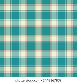 Nahtlos karierte und karierte Muster in Grün Orange und Beige für Textildesign. Schottenkariertes Muster mit quadratischem grafischem Hintergrund für einen Stoffdruck. Vektorillustration.