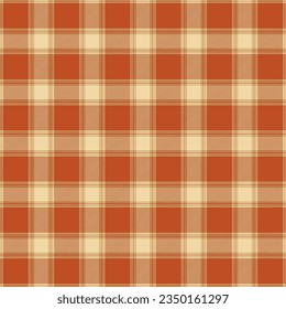 Seamless plaid and checkered patterns in orange beige and green for textile design. Tartan plaid pattern graphic background for a fabric print. Vector illustration.