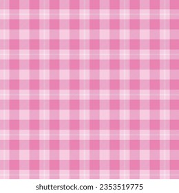 Seamless plaid and checkered patterns in pink and white for textile baby and kid's design. Gingham pattern with square shapes graphic background for a fabric print. Vector illustration.