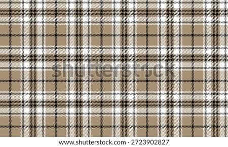Seamless plaid fabric in beige, brown, white, and black for textiles, clothing, skirts, and trousers. Adds a touch of elegance and modernity, suitable for all fashion styles.
