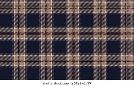 Seamless plaid fabric, blue, cream, brown, for textiles, clothing such as skirts, pants, shirts or clothing that requires a simple and unique style.