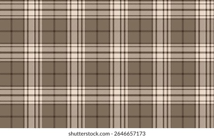 Seamless plaid fabric, brown, beige for things and design clothes, skirts, pants, blankets. Classic pattern that gives a warm and natural feeling.