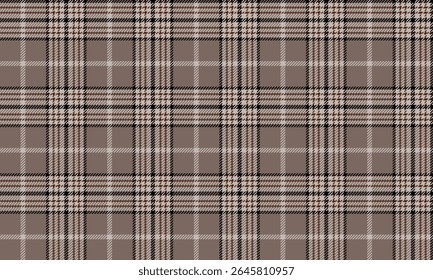 Seamless plaid fabric, brown, cream, black, warm, elegant feel, suitable for designing clothes, skirts, pants, classic style, vector illustration.