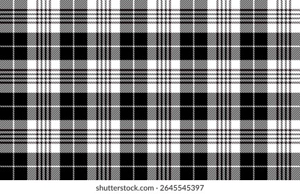 Seamless plaid fabric pattern, black, white, simple and elegant design, classic style, suitable for designing clothes, skirts, pants, casual wear, dresses, modern fashion.