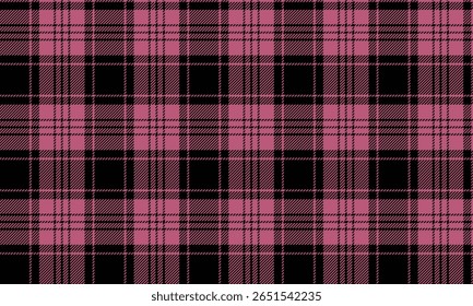 Seamless plaid fabric pattern, black, pink, luxurious and modern for fashion clothing, shirts, skirts, pants, aprons, tablecloths, enhance the brand image stylishly.