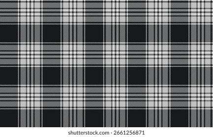 Seamless plaid fabric pattern, black, gray, white, simple and elegant for clothing, skirts, pants, shirts, adding coolness and simplicity to every fashion look.