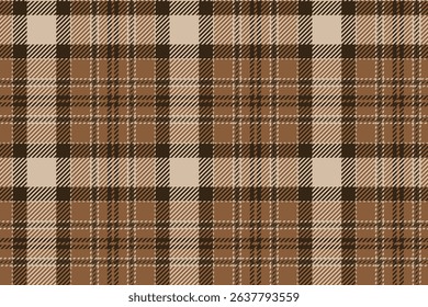 Seamless plaid fabric pattern, brown, cream, beige, giving a warm, classic feeling, suitable for designing clothes, skirts and pants, adding charm to your style.