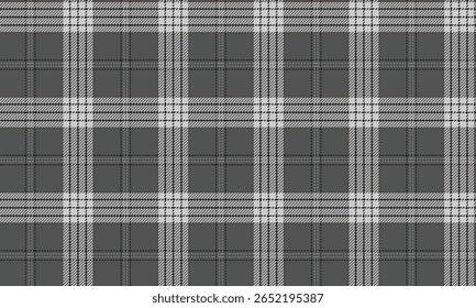 Patrón de tela a cuadros sin costuras, gris oscuro, blanco, negro para ropa de moda que requiere prominencia y elegancia, como faldas, pantalones, camisas, estilo moderno.