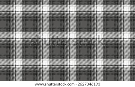 Seamless plaid fabric pattern, dark gray, white, black for designing clothes such as skirts, pants, aprons, adding coolness and style to fashion perfectly, vector illustration.