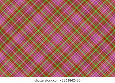 Seamless plaid fabric. Vector texture background. Textile tartan pattern check in green and pink colors.