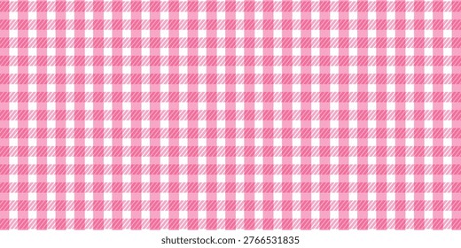 Seamless plaid gingham pattern background, rose cotton plaid chequered pattern for clothing fabric. Vektor modern