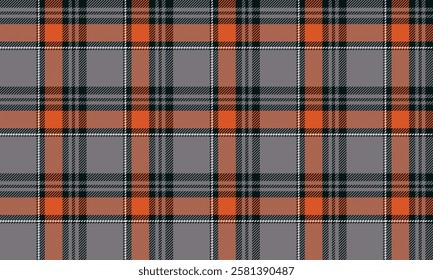 Seamless plaid, gray, orange, black, white, mix and match colors to design clothes, skirts, pants, create a stylish and unique identity.