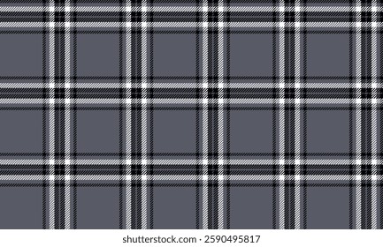 Seamless plaid, grey, black, white, for textile or clothing design, both skirts and pants, elegant, classic and modern style.