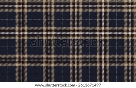 Seamless plaid, navy, beige, brown, white, perfectly fit, gives a classic and warm feeling, suitable for designing a stylish and unique skirt and pants set.